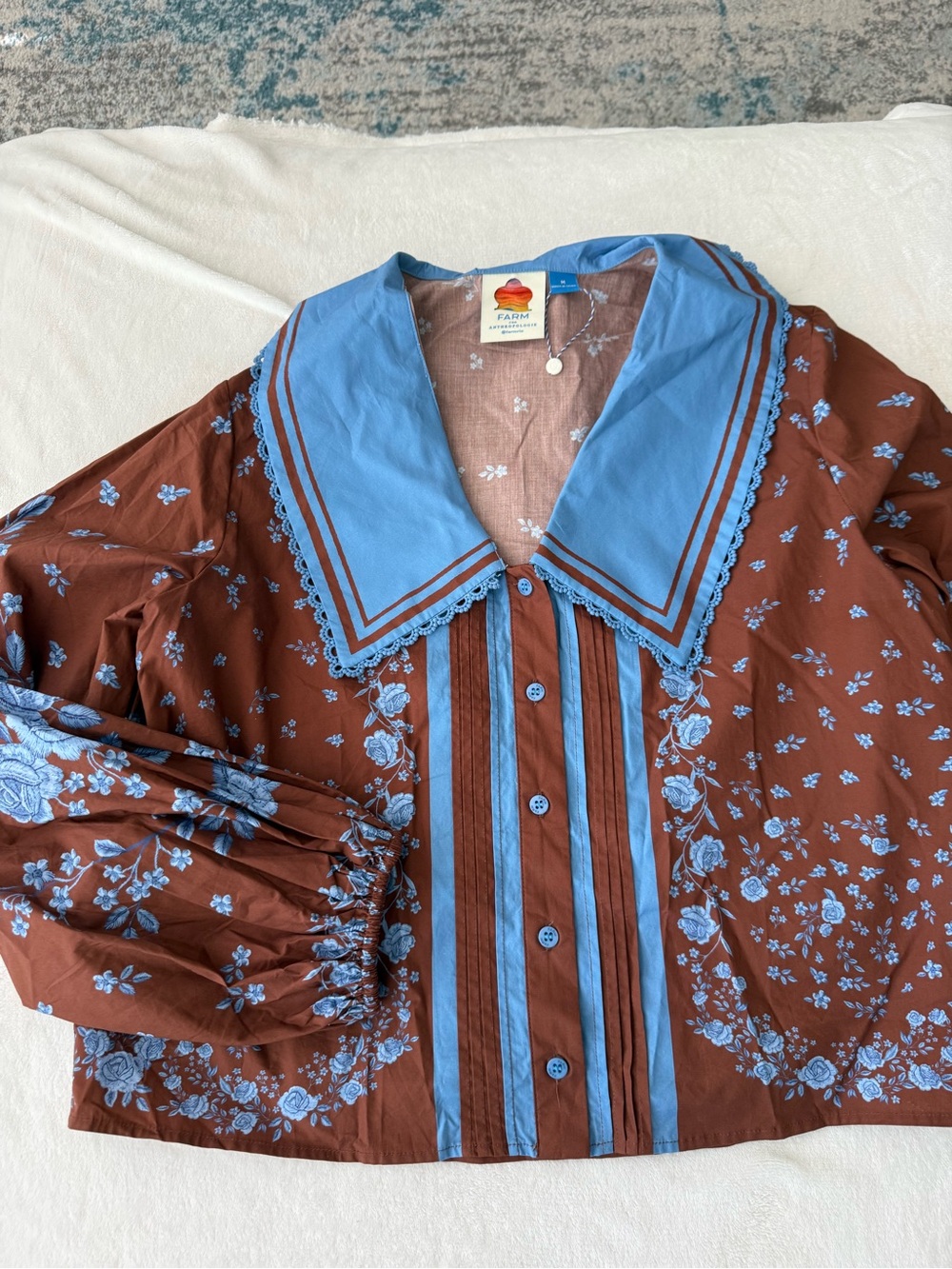 Anthropologie Farm Rio x Anthropologie Extreme Collar Blouse Medium D82